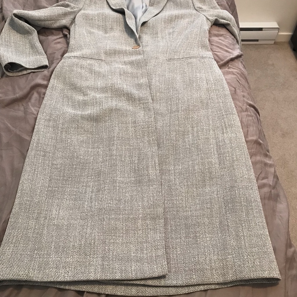Bluish-light Gray Tweed Maxi Dress Coat ~ NWOT - Picture 3 of 14
